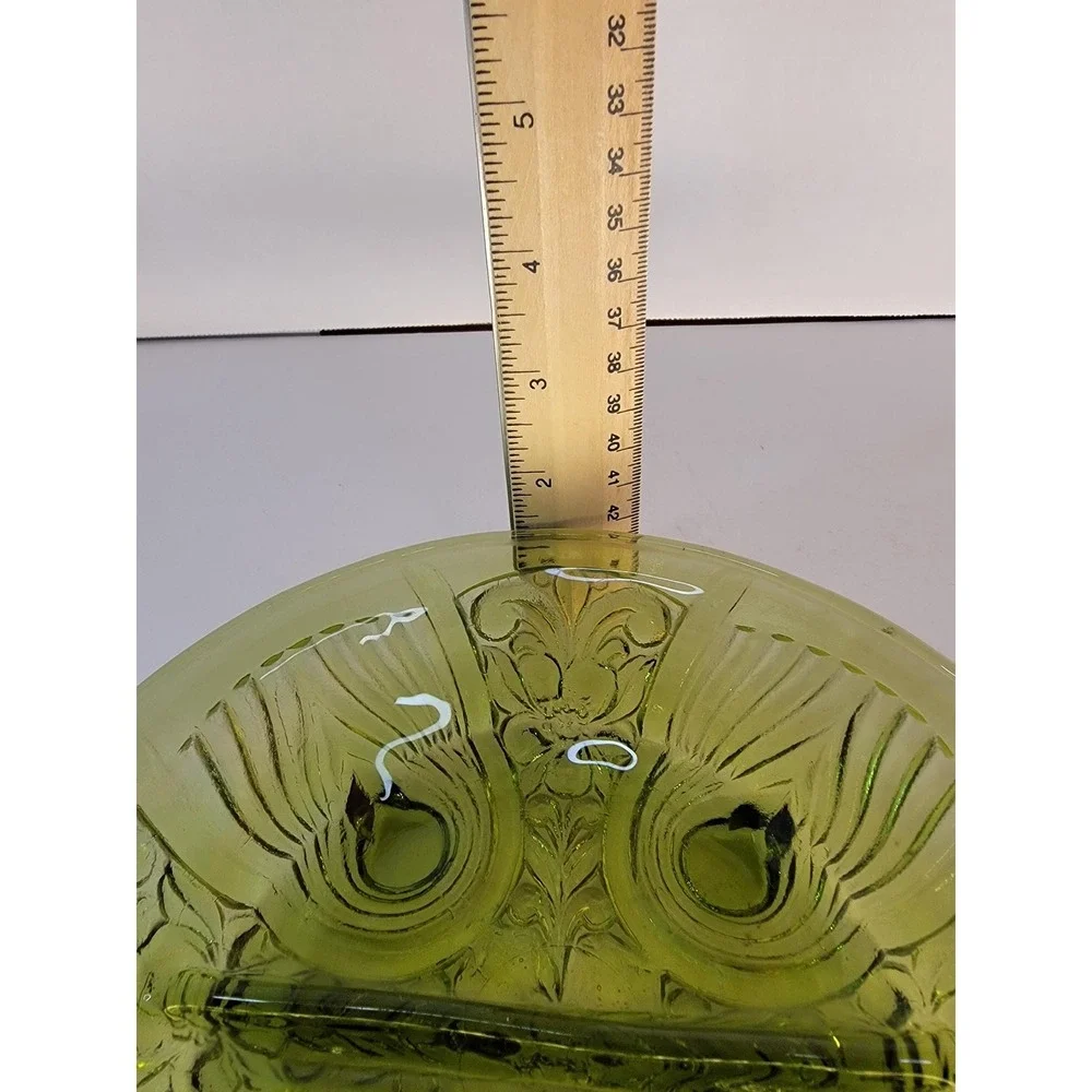 Vintage Indiana Glass Killarney Avocado Green Divided Relish Dish